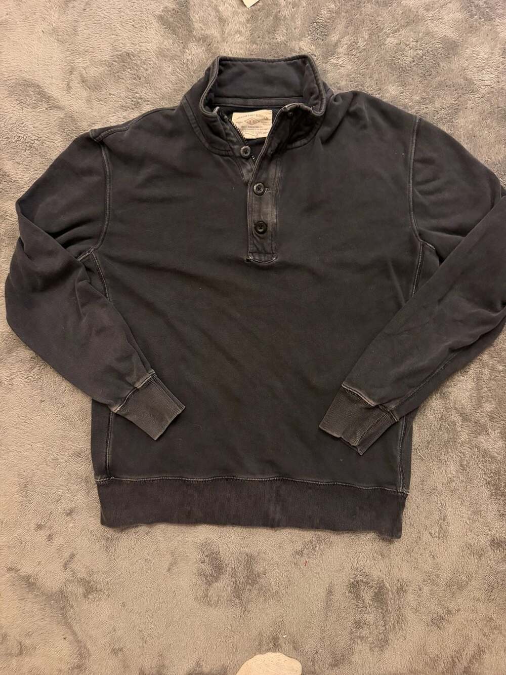 Distressed American Eagle Outfitters VINTAGE TAG Henley Sweatshirt Size L Black